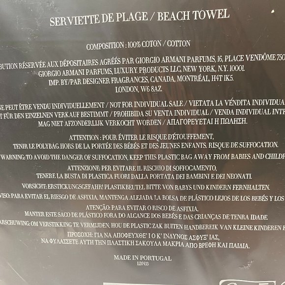 Giorgio Armani Beach Towel, Nude Beige Cotton, Luxury Bath & Beach, Boxed - NEW - Picture 4 of 12